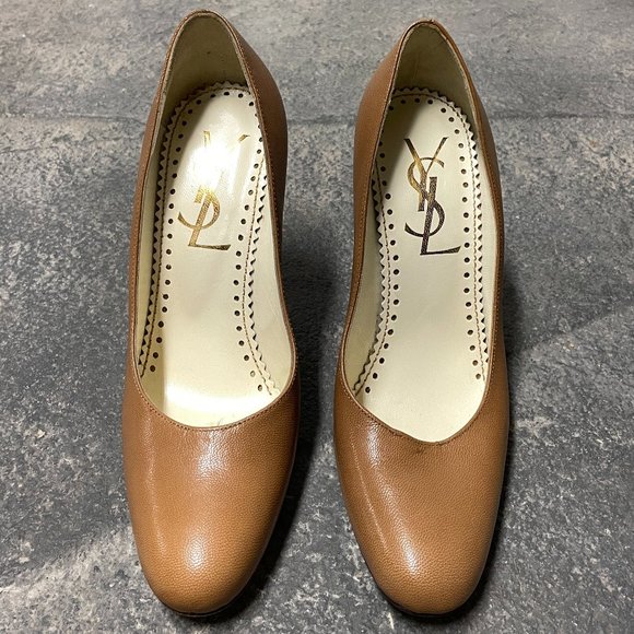 YSL Saint Laurent tan camel nude pumps heels, size 36.5 - Picture 1 of 7